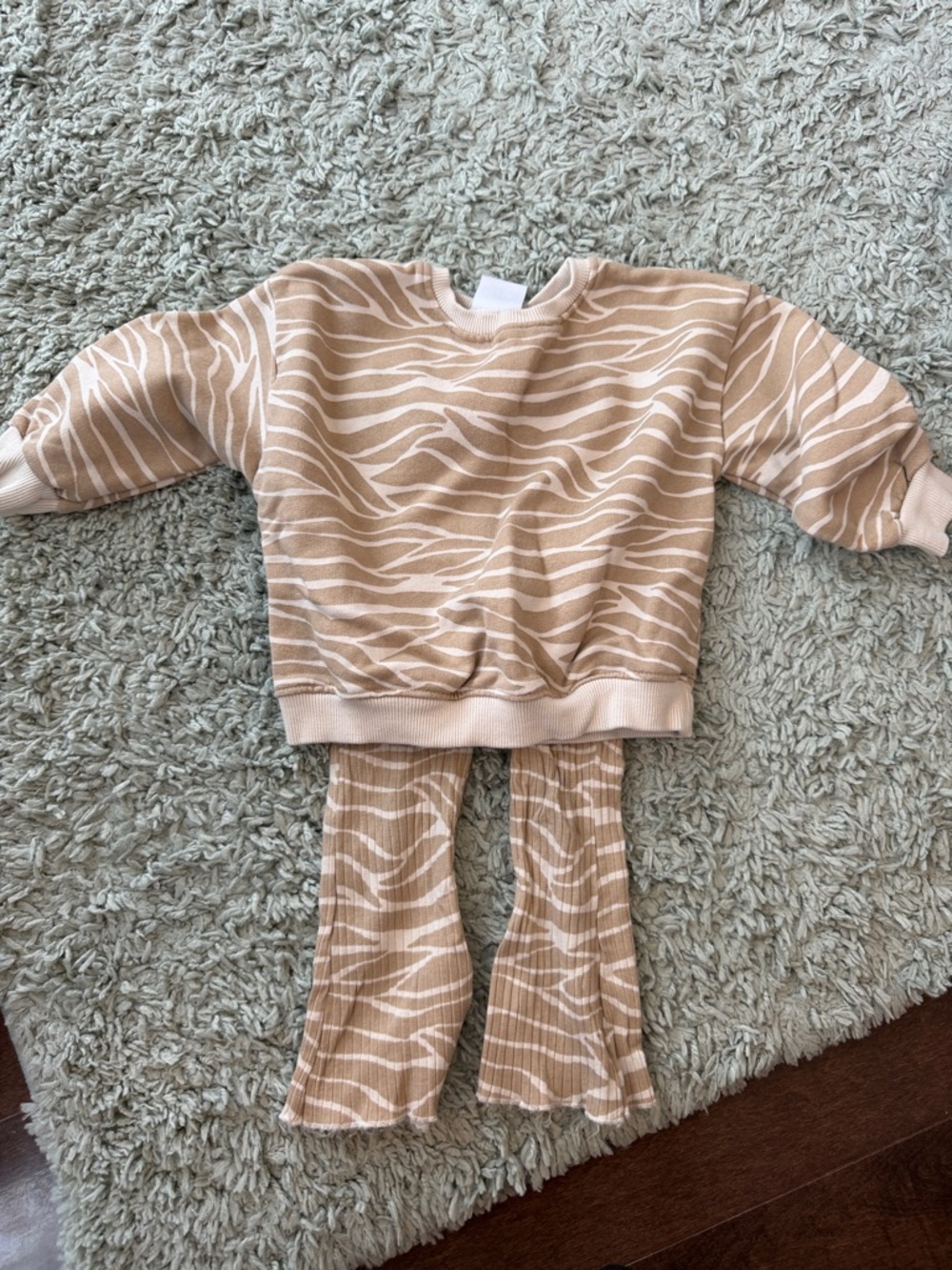 Zara Beige and White Zebra Print Kids Matching Set